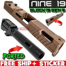 NINEX19 VAPOR COYOTE PORTED RMR Slide & BARREL for GLOCK 19 GEN 3 - COMPENSATED