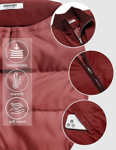 Men's Casual Outerwear Vests Padded Sleeveless Jacket Winter Medium Dark Red - Picture 3 of 5
