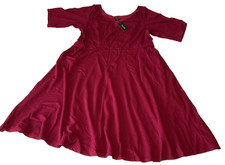City Chic Dress Womens Size L 20 Red Cute Girl Pockets 3/4 Sleeve Stretch