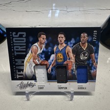 2015-16 Absolute Team Trios Materials Curry Thompson Iguodala /99 Game Worn Gst