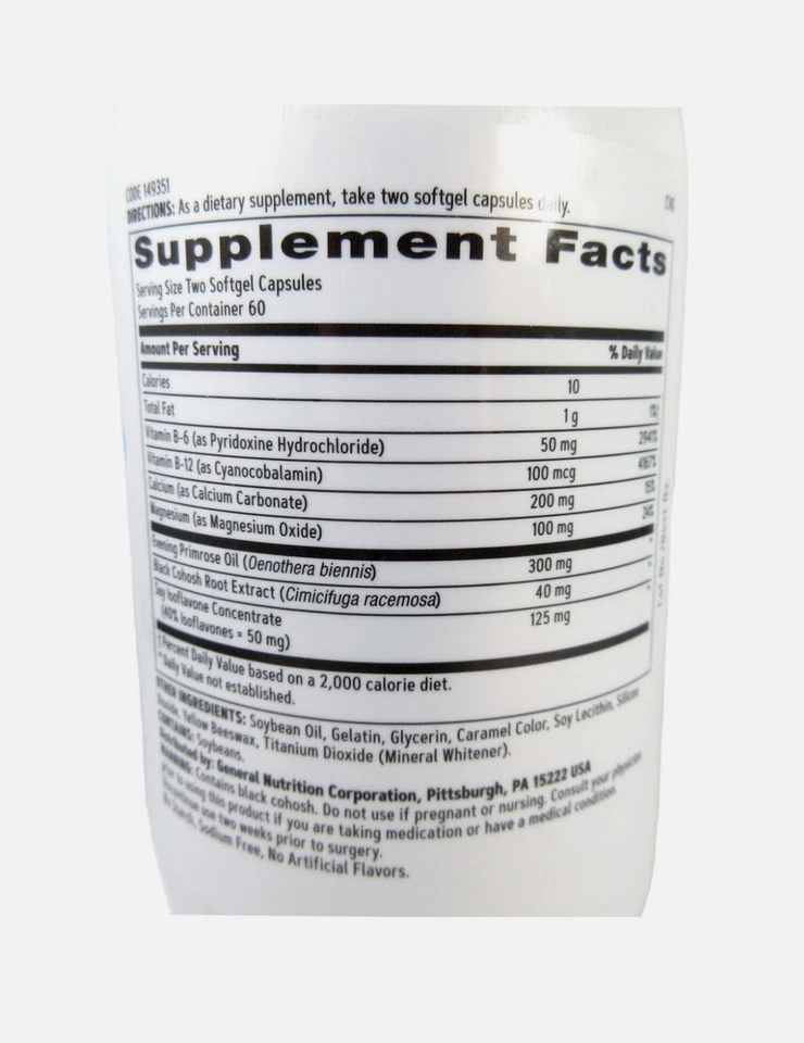 Fórmula feminina de fitoestrogênio suporte para menopausa GNC 120 cápsulas gelatinosas - Imagem 2 de 3