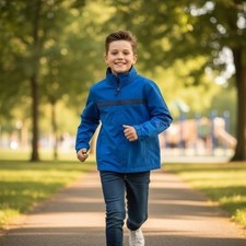 Boys Nautica Royal Blue Hooded Windbreaker Jacket Size L 8-10
