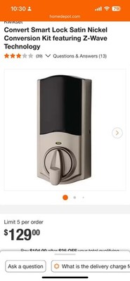 Kwikset 925 Kevo Convert 15 Smart Lock Kit - Satin Nickel