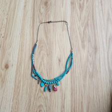 Boho Layered Turquoise Charm Statement Necklace Multicolor Bead Bib Festival 25"