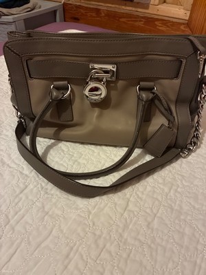 Michael Kors 30F5SHKS2T Hamilton Out  Leather Satchel IN Dark Taupe