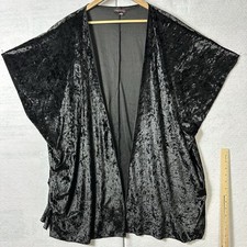 Crushed Velvet OVERSIZED Cardigan Top Robe XL Black Short Sleeve New