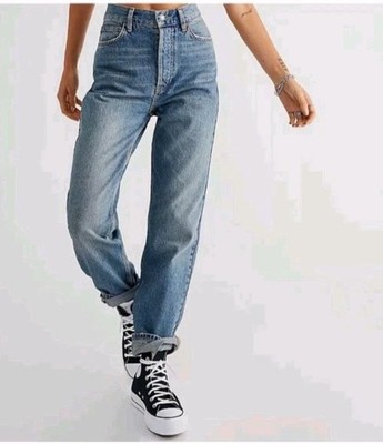 Free people we the free high rise mom fit paint splats button fly sz 29