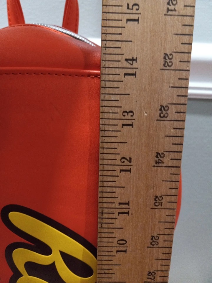 MOCHILA CON LOGOTIPO TAZAS MANTEQUILLA DE MANÍ CHOCOLATE CON LECHE REESE'S NARANJA SÓLIDO USADA LEER Foto 4 de 4