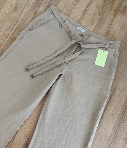 Neu Esprit 100% Leinen Lockere Hose Mit Bindegürtel Gr. 42/32 Beige - Bild 2 von 3