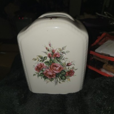 Vtg VB Athena Ceramic Rose Rhapsody  Tissue Box Cover  90s Cottage Core