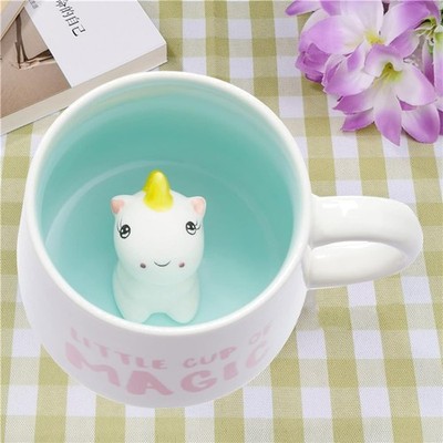 Einhorn Tasse 3D Keramik Kaffeetasse Teetasse Geschenk für Frauen Mädchen