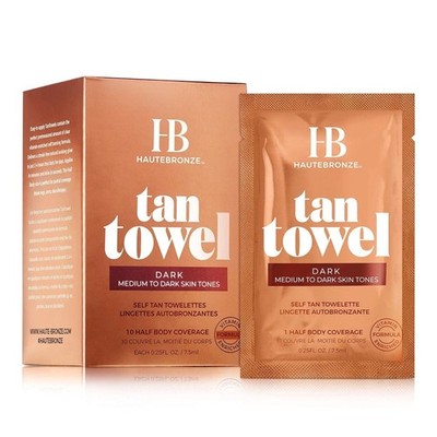 Tan Towels -Medium- Dark Skin Tones - Self Tanning Wipes - Half-Body 10 pack 