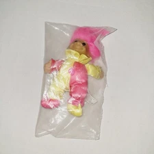 Russ Berrie Co. Troll Doll - pink and yellow Court Jester Joker Clown
