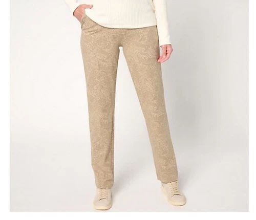 Denim & Co Regular Any Day Duo Stretch Straight Leg Pants A673270 Fall Stone Med
