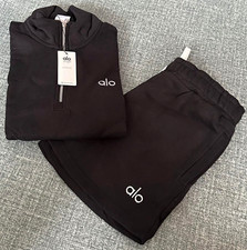 Yoga Women Black 2-Piece 1/4 Zip Fleece Sweatsuit Size Small