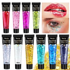 10 Colors Body Glitter,Face Glitter Makeup 10 Pack, Gold Pink Silver White
