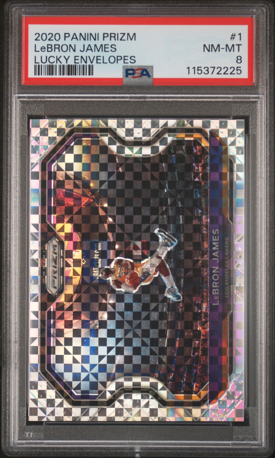 2020 PANINI PRIZM LUCKY ENVELOPES #1 LEBRON JAMES 8/8 PSA 8