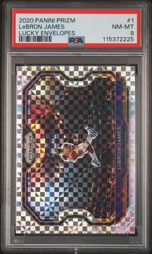 2020 PANINI PRIZM LUCKY ENVELOPES #1 LEBRON JAMES 8/8 PSA 8