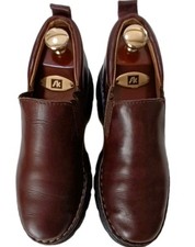 Born Y2k womens Chunky heel Leather Round Toe Slip On Clogs 8.5 Brown academia