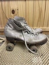 Vintage Hyde Leather Chicago Roller Skate Women 9 White Ware Bros Silver Cup