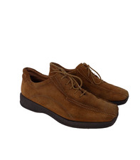 Rohde Shoes Brown Suede Lace Up Size 6.5 Womens Square Toe Low Platform Heel