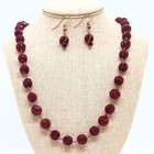 Handmade Red Rhinestone Ball Necklace & Earring Set – Sparkling Beaded Statement