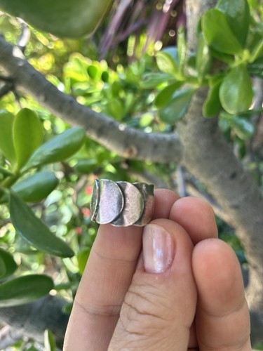 VTG Sterling Silver Adjustable Modernist Ring Handmade Thailand Geometric
