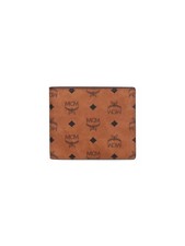 Mcm Logo Bi-Fold Wallet in Brown Leather