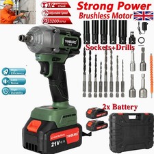 2500Nm 1/2" Cordless Electric Impact Wrench Drill Gun Ratchet Driver w/ 2Battery