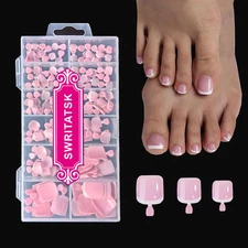 Toe Nail Tips,French Press on Toenails for Women,120Pcs Press on Nails,Square To