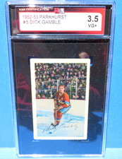 1952-53 Parkhurst Card #5, DICK GAMBLE, Montreal Canadiens, KSA 3.5 Graded