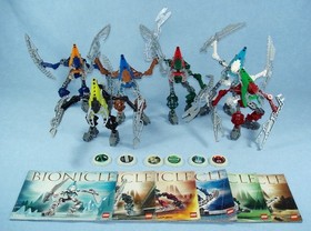Lego Bionicle Metru Nui VAHKI (8614 - 8619) with Kanoka Glow Disks in Canisters