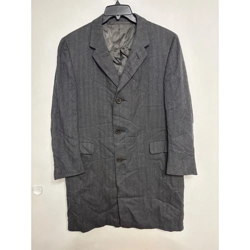 Hickey-Freeman Jacob Reed's Sons Charcoal Herringbone Wool Overcoat Men 39 Short - product listing photo