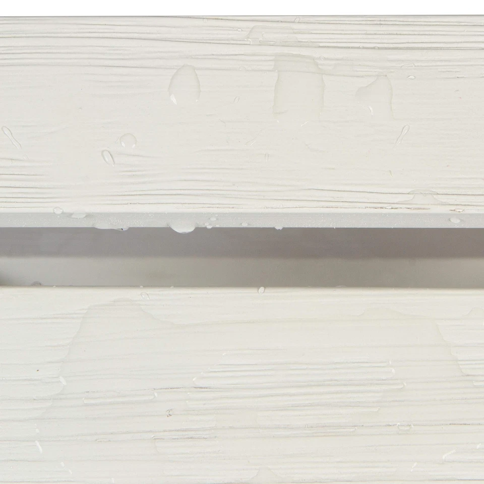 Banco de jardín de patio sin respaldo de madera para exteriores, 5 pies, blanco con cáscara de huevo Foto 4 de 4