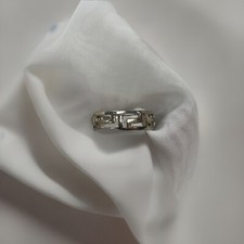 Ladies' Genuine .925 Sterling Silver Greek Key Cut-Out Band Size 7.5