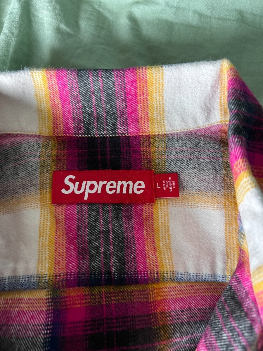 Supreme Shadow Plaid Zip Up Flannel Shirt - Size Large Supreme Shadow Plaid Zip Up Flannel Shirt - Size Large