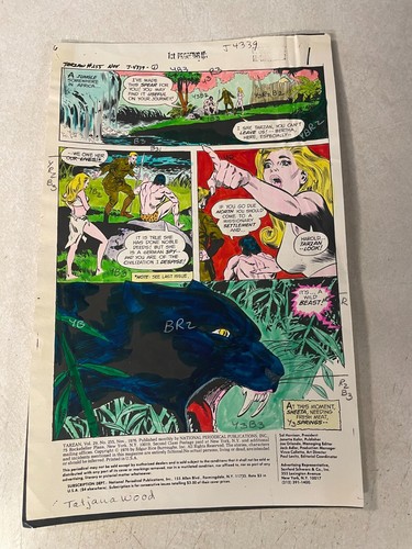 TARZAN #255 ART original color guide 1976 AFRICAN JUNGLE WILD BEAST DC