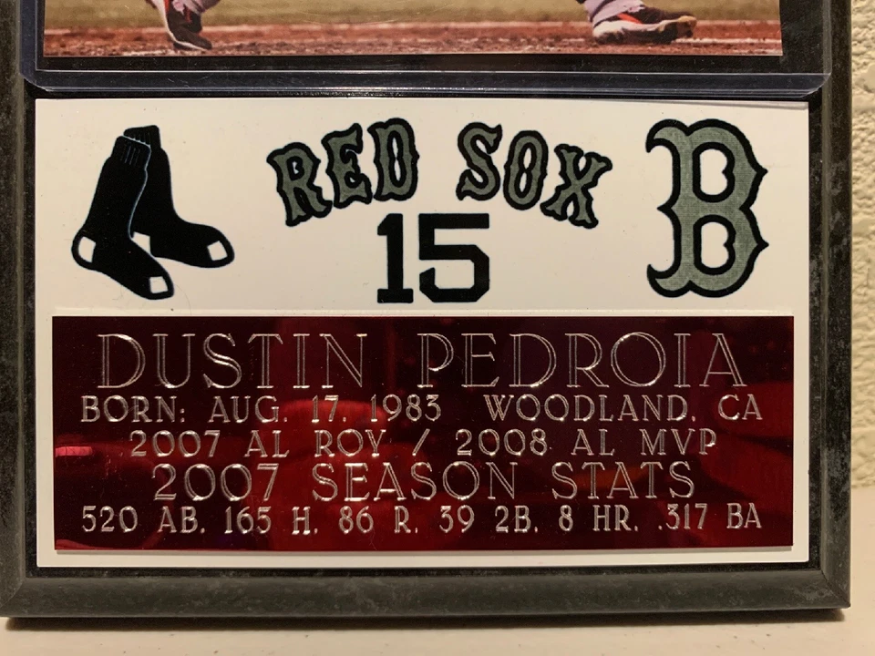 Placa Dustin Pedroia 6x8 Boston Redsoxs Foto 3 de 3