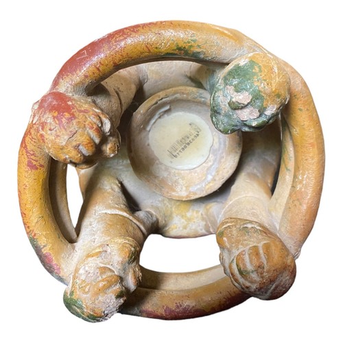 Circle Of 4 Friends Candleholder Mayan Aztec Pottery Folk Art Made In Mexico - Picture 10 of 11