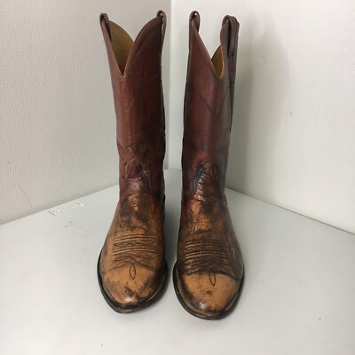Nocona Smooth Ostrich Boots Mens 12 B Brown Vintage Cowboy 