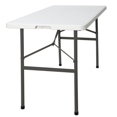 2×4FT Plastic Folding Table Fold-in-Half Picnic Camping Table w/Carrying Handle - Picture 14 of 15
