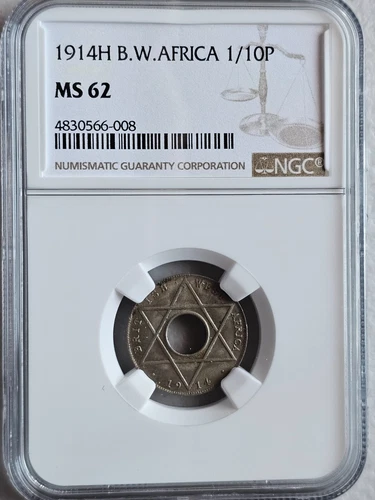 British West Africa 1/10 Penny 1914H NGC MS 62