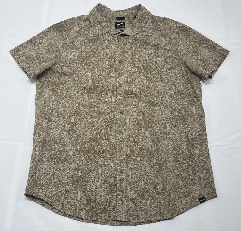 prana short-sleeve button palm tree collared shirt