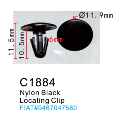 C1884 - Automotive Plastic Clips - 100PCS - Locating Clip for FIAT 9467047580