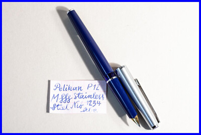 1970 Pelikan Silvexa 12 Cartridges Fountain Pen IN Blue & Steel M