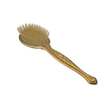 Vintage Golden Brass Hair Brush Flowers Bird Victorian Design Made USA