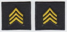 SGT Sergeant Chevron MEDIUM GOLD on BLACK collar patches SOLID STYLE