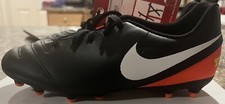 Nike JR Tiempo Rio III FG Soccer Cleat Black/Orange Size 4.5y US