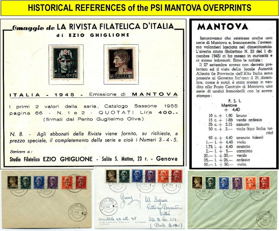 PSI MANTOVA CLN 1945 - Variedad de error de impresión raro, error tipográfico CERO ROTO (181) Foto 4 de 4