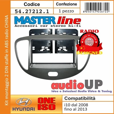Mascherina Autoradio 2 DIN Masterline Pour Hyundai I10 2008-2014 Kit Noir - Photo 1/4
